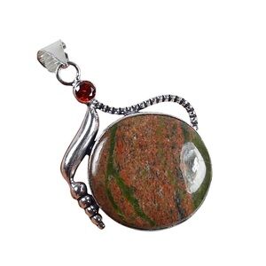 Unakite and ruby pendant